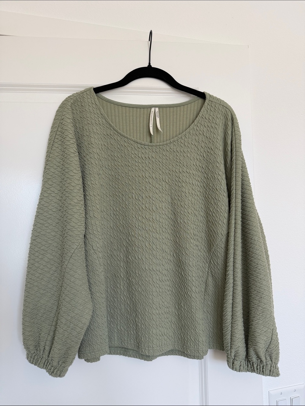 Anthropologie Sage Green Scoop-Neck Textured Knit Sweater